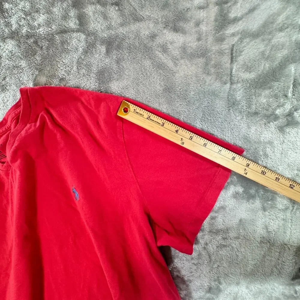 olo Ralph Lauren T Shirt Mens XL Red V Neck Blue Pony Embroidered Short Sleeve